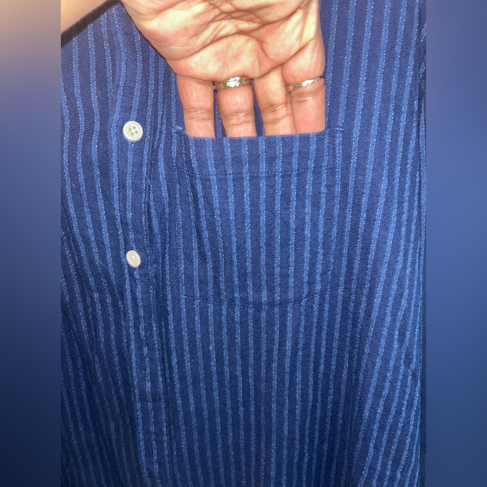 Corridor New York Shirt - blue striped 100 % cotton long sleeve button up - Picture 5 of 10